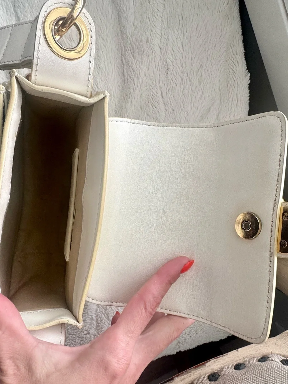 Chloé Tess Small Cream Leather Crossbody Gold Ring Bag